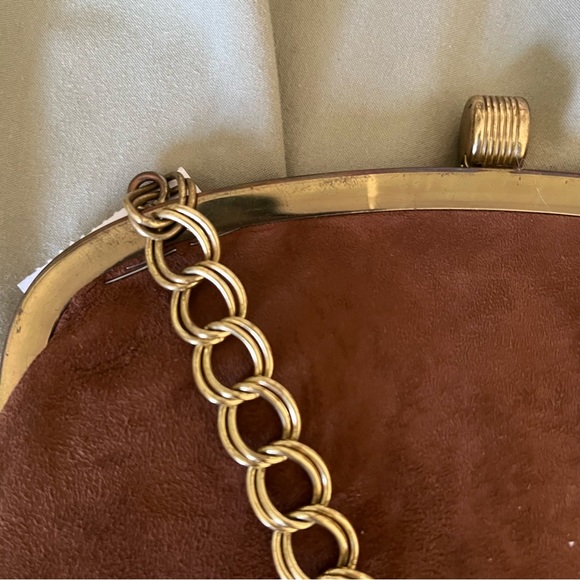 Brown Suede Clutch, Mini bag, and Satchel W/ Gold Chain - Picture 5 of 7